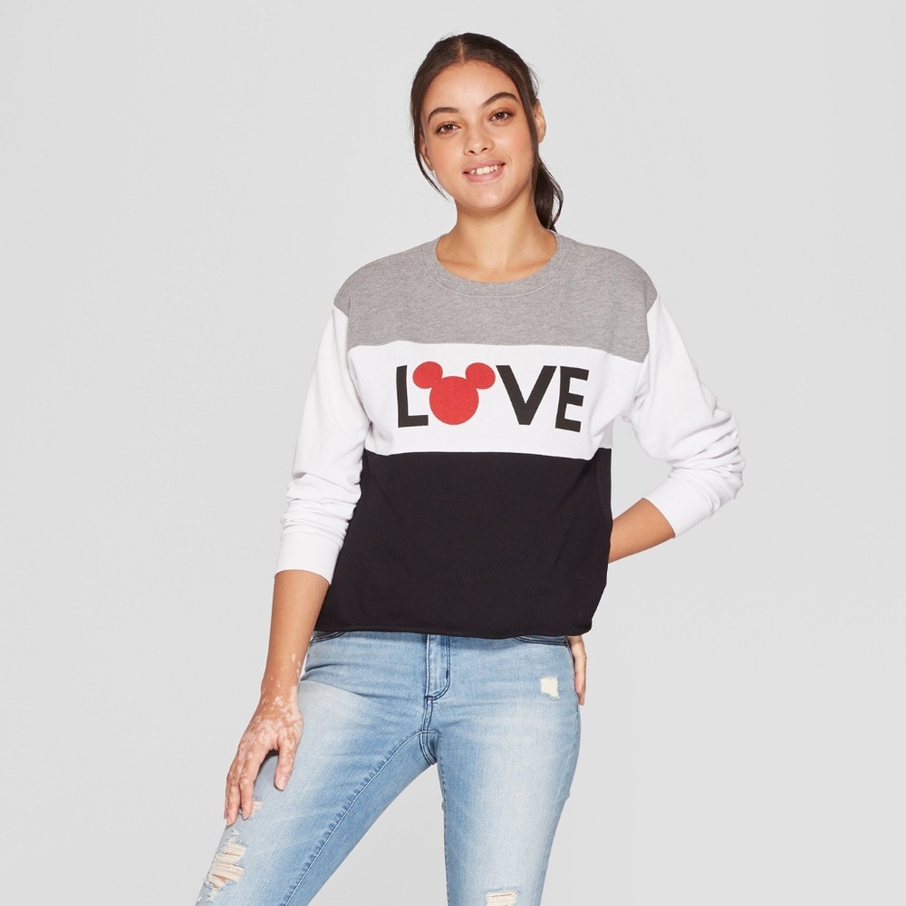 Womens Mickey Mouse Icon Pullover Sweat Shirt Top